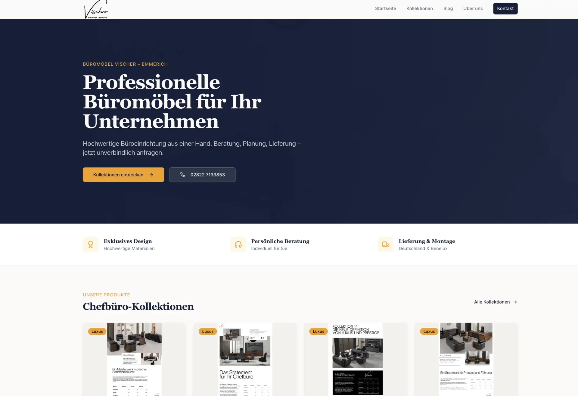 Screenshot der Website von Büromöbel Vischer GmbH