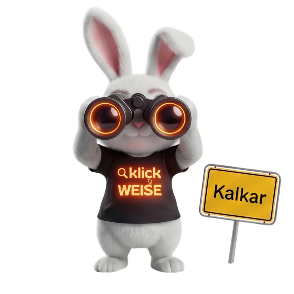 Lokales Online-Marketing Kalkar – Klickweise mit Fernglas für lokale Suche mit Ortsschild Kalkar