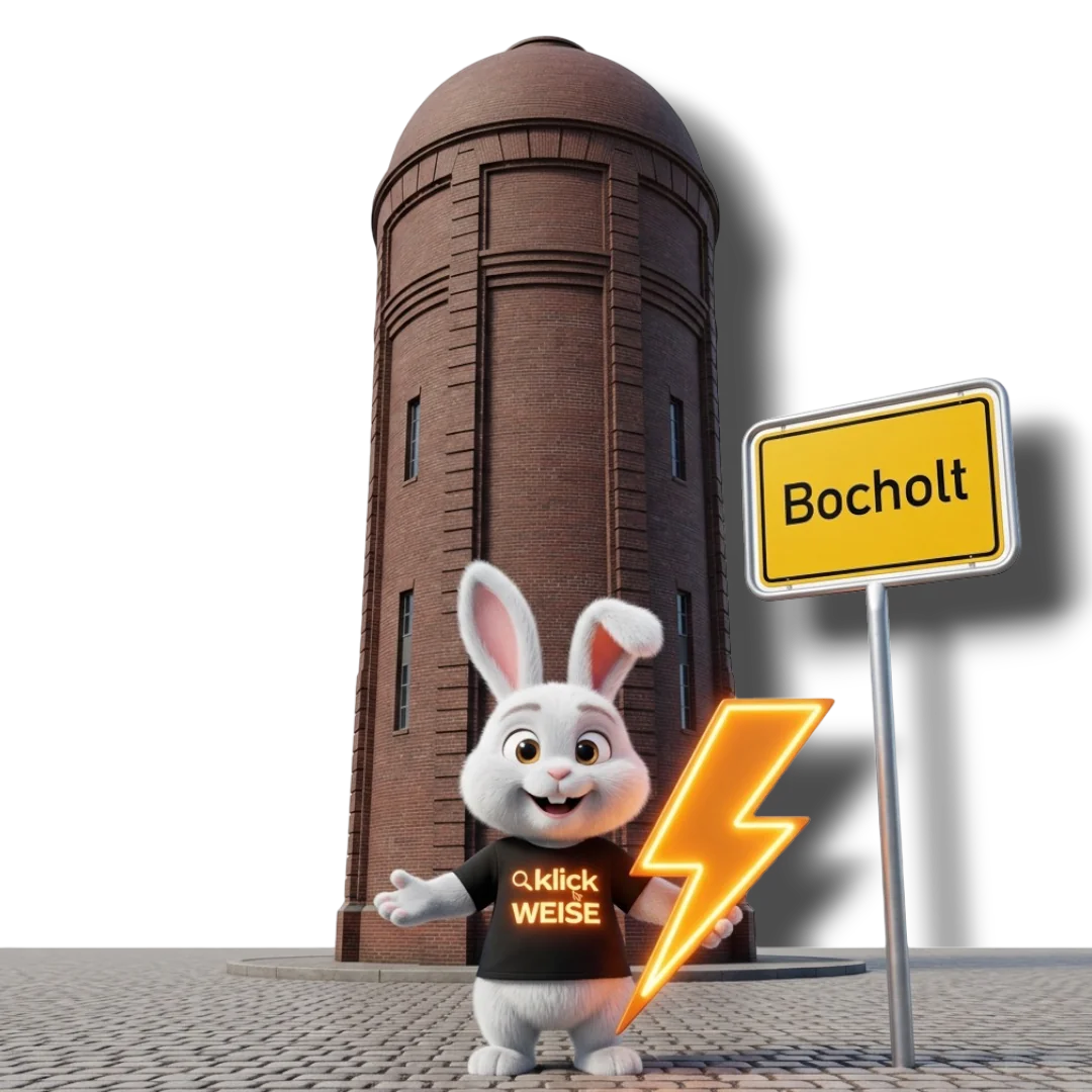 Suchmaschinenwerbung Bocholt – Klickweise am Rathaus mit Ortsschild Bocholt